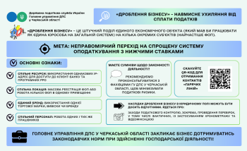 Податкова закликає підприємців уникати практик штучного «дроблення бізнесу»