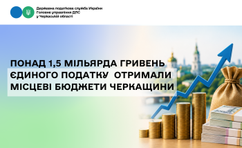 Понад 1,5 мільярда гривень єдиного податку отримали місцеві бюджети Черкащини 