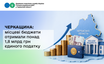 Черкащина: місцеві бюджети отримали понад 1,8 млрд грн єдиного податку