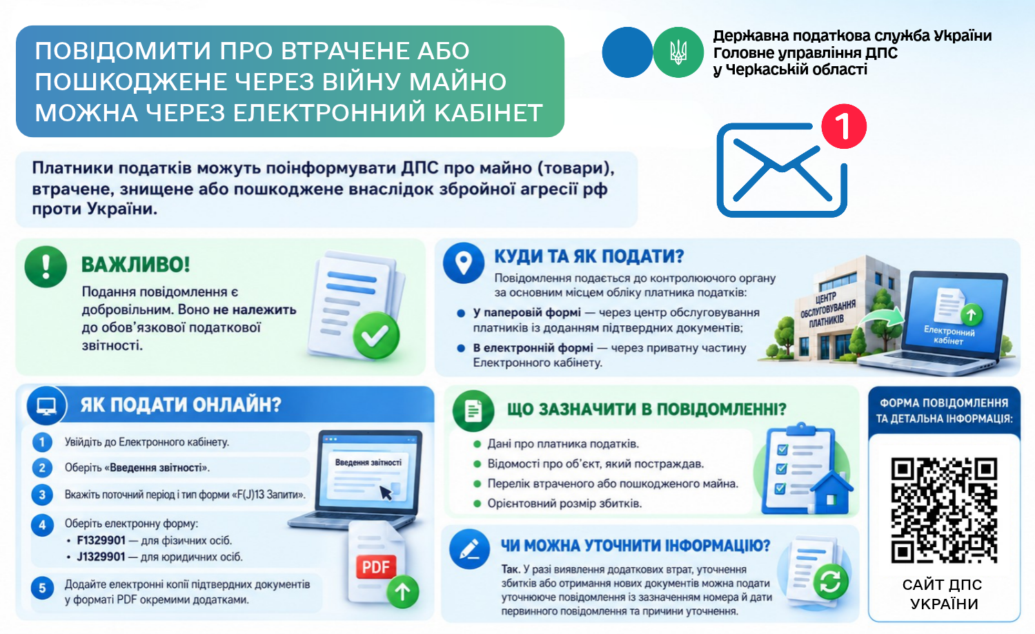 Як повідомити ДПС про втрату або пошкодження майна внаслідок війни